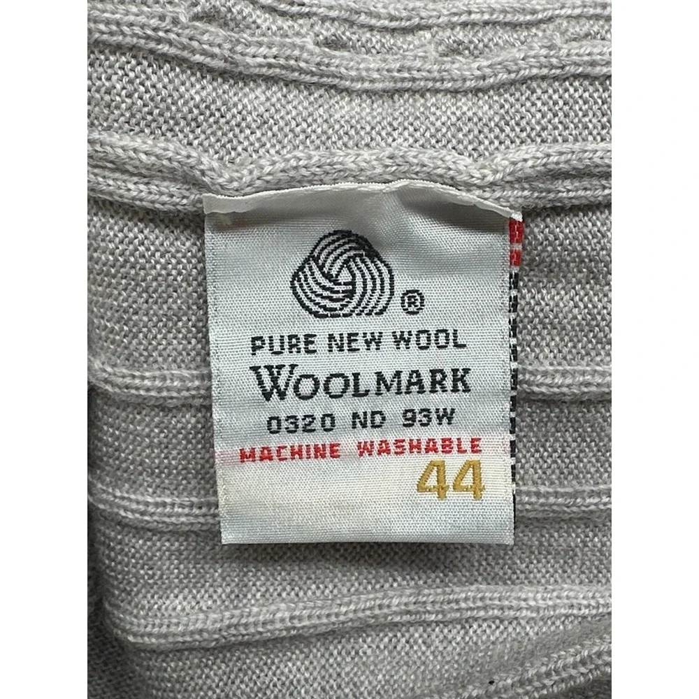 Pringle Sweater‎ Mens 44 Gray V-Neck Cable Knit Wool Pullover Preppy Academia
